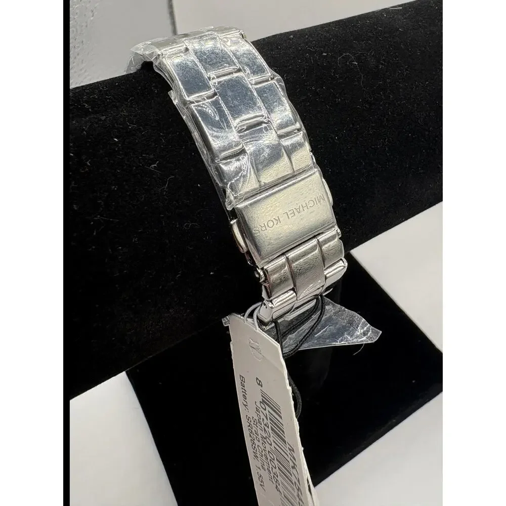 Michael Kors Women Silver Pave Crystal Bezel Watch Bracelet Nwt Silver